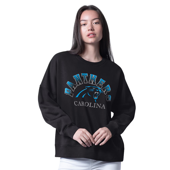 Women's Carolina Panthers Black G-III 4Her by Carl Banks Oversized Feud Sweatshirt(Run Small)
